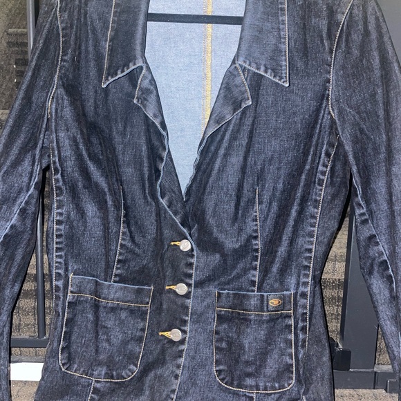 Black suede jean jacket. Lightweight and stylish!! - Picture 5 of 5